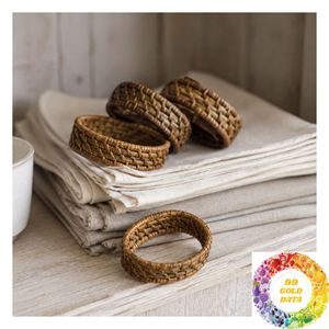 Anneaux de serviette en rotin en gros, faits à la main, tissés naturellement, accessoires de table pour importateurs, détaillants et restaurants - Product Image 5