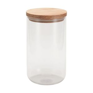 Clear Glass Kitchen Canister with Wooden Cap Countertop Storage <b>Jar</b> for Dry Fruits Seeds Grains <b>Cookies</b> Candy and Tea - Product Image 5