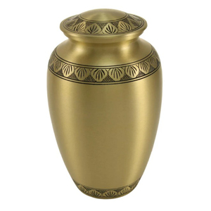 Urne funéraire créative en laiton massif pour cendres humaines adultes, design classique gravé, finition dorée, avec couvercle. - Product Image 4