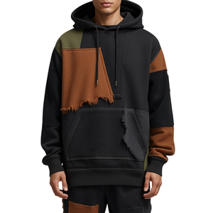 Sweat à capuche premium pour homme, style universitaire, avec grandes appliques en tissu chenille et design en molleton de coton surdimensionné - Product Image 4