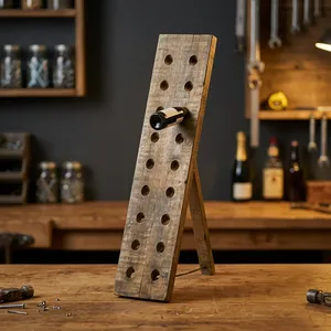 Porte-bouteilles en bois vintage, support de rangement rustique pour bar, présentoir pour la décoration de la maison et de la cuisine - Product Image 6