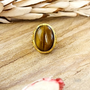 New Arrival Boho Gemstone <b>Ring</b> Vintage Brass <b>Rings</b> Women 18k Gold Plated Ethnic Oval Beaded Tribal <b>Statement</b> Wholesale/OEM/ODM - Product Image 1
