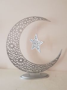 Centro de mesa metálico hecho a mano para Ramadán, adorno decorativo islámico para la mesa, para la decoración de la cena del Eid. - Product Image 6