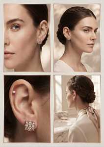 ต่างหูเพชรทรงกลมเจียระไนแบบบริลเลียนท์ชุบทองคำสีกุหลาบสไตล์วินเทจสำหรับผู้หญิง - Product Image 4