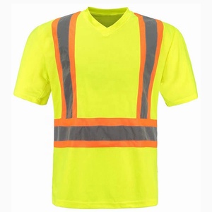 Camiseta de Seguridad Reflectante de Alta Visibilidad con Cuello en V, Ropa de Trabajo de Malla, Uniforme de Advertencia para Construcción, Tráfico Vial 2026 - Product Image 1