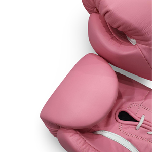 Gants de boxe à lacets en cuir véritable rose, logo et design personnalisés, style Winning, pour adultes. - Product Image 6