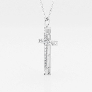 Collar con Colgante de Cruz de Oro Blanco con Diamante Cultivado en Laboratorio - Product Image 3