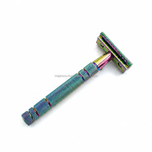 มีดโกนหนวดแบบเปียกสำหรับผู้ชาย Rainbow Multi Titanium รุ่น Heavy Duty ใบมีดเปลี่ยนได้ ผลิตจากสแตนเลสสตีล ใบมีดสองคม - Product Image 4