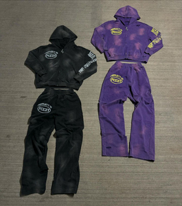 เสื้อฮู้ดดี้ผู้ชายแบบสั่งทำโลโก้ได้ ขายตรงจากโรงงานผลิตเสื้อผ้าสไตล์ดิสเทรส หนานุ่ม พิมพ์ลายกราฟิกแบบครอป - Product Image 1