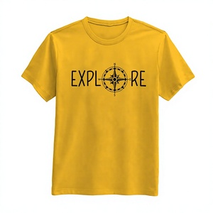 Camiseta de Manga Corta Amarilla para Hombre con Estampado de Brújula, Corte Regular, Cuello Redondo, Informal, de Algodón Jersey - Product Image 1