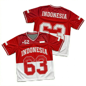 Indonesia Soccer Jersey Unisex Red <b>White</b> V-Neck Short Sleeve Moisture-Wicking Sublimated Mesh Breathable 100% Summer Adult - Product Image 6