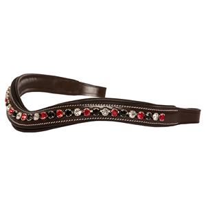 High Quality Designer Italian Leather Western Halter Horse Browband with <b>Crystals</b> Fancy <b>Stitched</b> for Outdoor Riding - Product Image 1