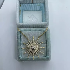 Collar con Colgante de Moissanita de Corte Brillante de Lujo, Diseño de Rayos de Sol, Plata de Ley 925, Chapado en Oro, Cadena Ajustable, Joyería Fina - Product Image 1