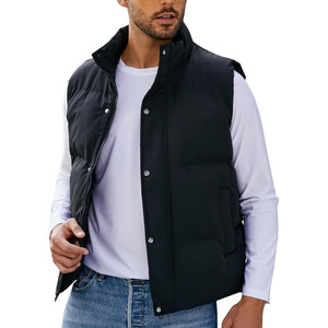 Men Winter Puffer Vest Sleeveless <b>Quilted</b> <b>Waistcoat</b> Windproof Button Closure Stand Collar Casual Outerwear - Product Image 1