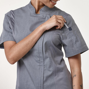 Women Kitchen <b>Chef</b> Jacket With Short Sleeve Professional Manufacture Culinary Uniform Coat For Restaurant Hotel - Product Image 5