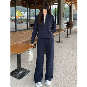 Conjunto Deportivo Casual de 2 Piezas para Mujer de Calidad Premium: Sudadera con Capucha y Chaqueta con Cremallera para Otoño/Invierno, Fabricante de Ropa Deportiva - Product Image 3