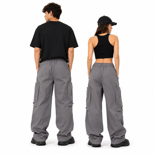 Custom Unisex Wide Leg Cargo Pants Casual Streetwear Utility Pocket Trousers Loose Fit <b>Techwear</b> Fashion Pants - Product Image 3