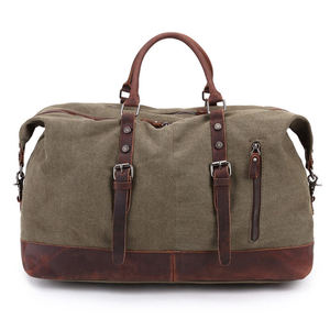 Bolsa de Viaje de Lona y Cuero, Moderna, Resistente, Impermeable, Estilo Vintage, Bolsa de Lona para Llevar Equipaje, Bolsa de Fin de Semana, Bolsa de Gimnasio, Gran Capacidad, LCTB-0039 - Product Image 3