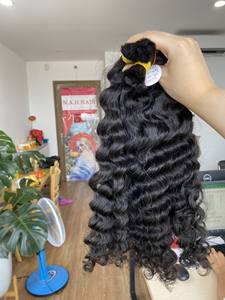 Venta al por mayor extensiones de cabello Remy camboyano a granel de un solo donante y doble dibujado rizado suelto estilo de onda profunda Paquete de materias primas - Product Image 6