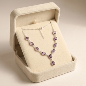Moku Jewellery Natural Amethyst Necklace 925 Sterling Silver Multi Stone Handmade February Birthstone Statement Jewelry <b>Gift</b> - Product Image 4