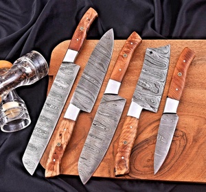 Juego de Cuchillos de Chef de Acero de Damasco Hechos a Mano de 5 Piezas, con Mangos de Madera Ambidiestros, Fundas de Cuero Ecológicas, Cuchillos de 67 Capas - Product Image 5