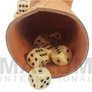 Classic Luxury Handmade High Quality Square Leather & PU <b>Dice</b> Cup Brown for Family Game and Casino Use - Product Image 4