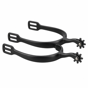 Espuelas Metálicas Cómodas para Entrenamiento de Caballos, Botas de Vaquero para Equitación, Color Negro, Cinturón Ecuestre Incluido - Product Image 3