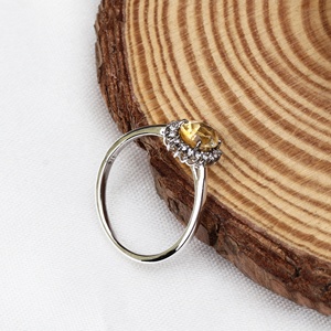 Wholesale 925 Sterling Silver Natural Oval Yellow Citrine <b>CZ</b> Halo <b>Ring</b> Memoria Jewels - Product Image 2