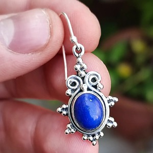 Pendientes de Lapislázuli en Plata de Ley 925, Hechos a Mano, Pendientes de Promesa para Mujer, Estilo Boho, Joyería con Piedra de Nacimiento de Septiembre - Product Image 2