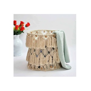 High Quality Handmade Sea-Grass Macrame Rattan <b>Basket</b> with Handle Straw <b>Storage</b> Bin for Home Decoration - Product Image 4