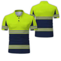 Camiseta de Cuello Alto para Hombre, Alta Visibilidad, para Construcción, Manga Corta, Antiarrugas, Estilo Urbano, Reflectante, Ropa de Seguridad para Verano