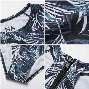 NIA Women's One-Piece Swimsuit Long Sleeve Tropical Print Round Neck Quick Dry Spandex Polyester Swimwear - Product Image 5