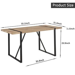 Ensemble de table à manger moderne en MDF couleur bois avec 4 chaises, table de cuisine style mid-century, pieds en métal, ensemble de salle à manger de la marque Dini - Product Image 6