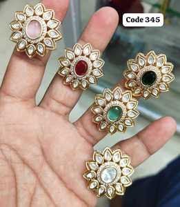 Anillo Floral Kundan Ajustable Chapado en Oro de Lujo para Mujer |   Anillo de cóctel llamativo con diamantes americanos CZ |   Boda Nupcial | - Product Image 1