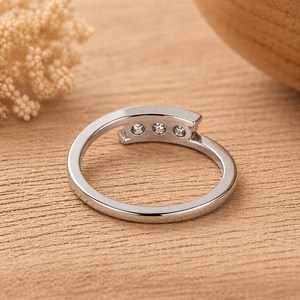 Three Stone Trilogy Ring 0.28ct Round Brilliant Cut 10k 14k 18k Solid Gold Anniversary Luxury Bridal Wedding Ring for Women - Product Image 5
