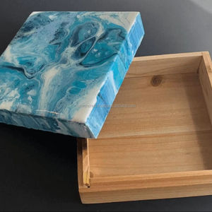 Servilletero en forma de rectángulo ecológico moderno Bellamente resina pulida en textura de mármol azul cielo Forma cuadrada - Product Image 1