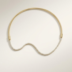 Trendy Floating Wave Collar <b>Choker</b> Necklace Asymmetric Undulating Strand Shimmering Lab Diamond <b>Tennis</b> Brilliant Cut 18K Yellow - Product Image 1