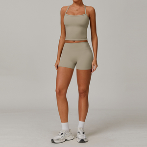 Leggings d'été décontractés pour hommes, gris, à manches courtes, en mélange polyester/coton, couleur unie, respirants, brodés, anti-plis, tricotés - Product Image 4