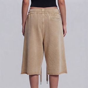 Custom Made 100% Cotton French Terry Streetwear 3/4 <b>Long</b> <b>Shorts</b> Custom Embriordery Logo <b>Long</b> drawstrings <b>Shorts</b> For <b>Men</b> - Product Image 6