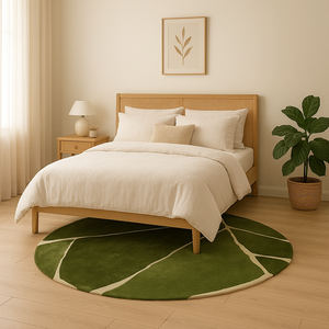 Modern green Hand Tufted Wool round Area Rug Pet Friendly Non-Slip Home <b>Decor</b> Christmas Gift Living Room Bedroom Picnic Use - Product Image 2