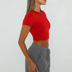 Next <b>Level</b> Women's Crop Tops Baby Tee Solid Short Sleeve Cotton T-Shirts Tops Casual Street Wear Woman Tops Baby Tee for Women - Product Image 4