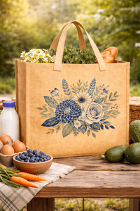 Bolsa de Yute Estampada con Diseño Floral, Ecológica, Reutilizable, para Compras o Regalos, con Logotipo Personalizado - Product Image 2