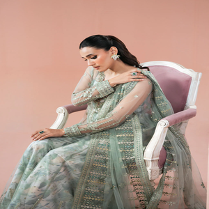 Robe de mariée élégante en soie verte Salwar Kameez, longueur au sol, pour femmes, style Inde Pakistan, robes de soirée pour femmes, tenues de cérémonie - Product Image 3
