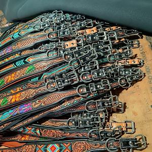Western Hand Tooling Pet <b>Collar</b> Carving Design Cow Leather <b>Dog</b> <b>Collar</b> With Soft Padding Indian Wholesale Manufacturer - Product Image 5