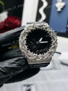 Reloj Analógico Digital con Corona de Moissanita, Caja Redonda, Estilo Lujoso para Hombre, Correa de Goma con Cierre de Hebilla - Product Image 1
