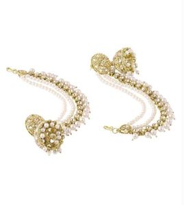 Pendientes Colgantes Geométricos de Fusión Cachemir, Chapados en Oro, Aleación de Zinc, Joyería Ligera y Distintiva, Elegancia Tradicional, Encanto Moderno - Product Image 3
