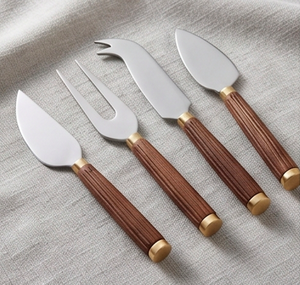 Elegant Stainless Steel <b>Cheese</b> <b>Knives</b> <b>Set</b> With Walnut Handle Perfect For Dining Kitchen Tableware And Wedding Party Serving - Product Image 3