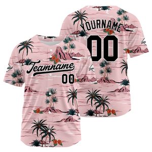Custom Tropical Print <b>Baseball</b> Jersey Unisex Short Sleeve Breathable Polyester Summer Sport Top Teamname 00 Sublimated Design - Product Image 1