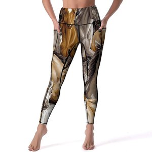 High Waist Breathable Spandex Printed Yoga <b>Leggings</b> Seamless Stretch Workout Pants with <b>Pocket</b> for Women Gym Training - Product Image 3