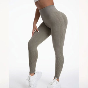 Leggings de sport pour femmes à taille élastique, prix de gros, logo personnalisé, pour yoga et gym, collants de compression - Product Image 5
